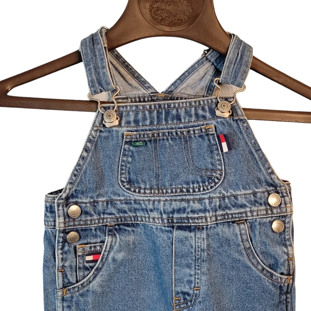 Tommy Hilfiger Vintage Medium Wash Denim Jean Overall Bibs Unisex